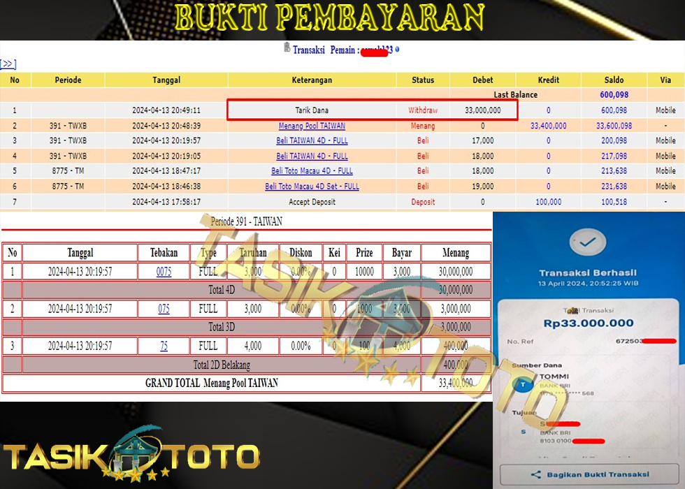 Bukti Jp Tasik Toto 