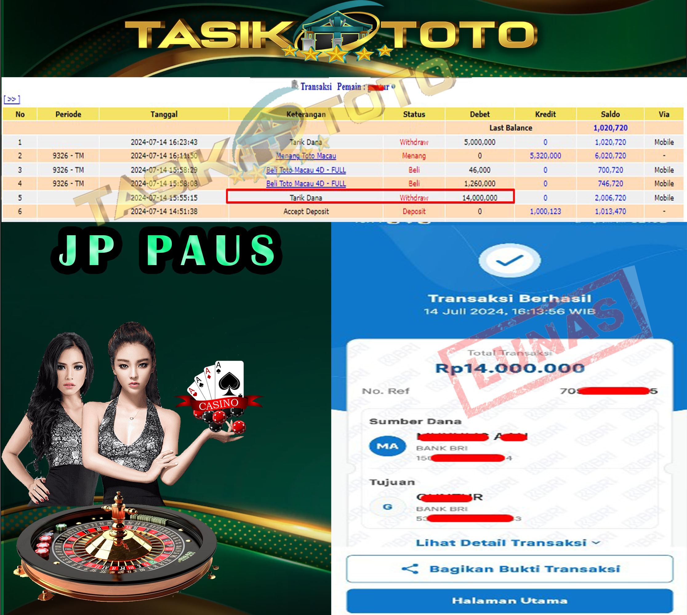 BUKTI JP TASIKTOTO – 14 JULI 2024