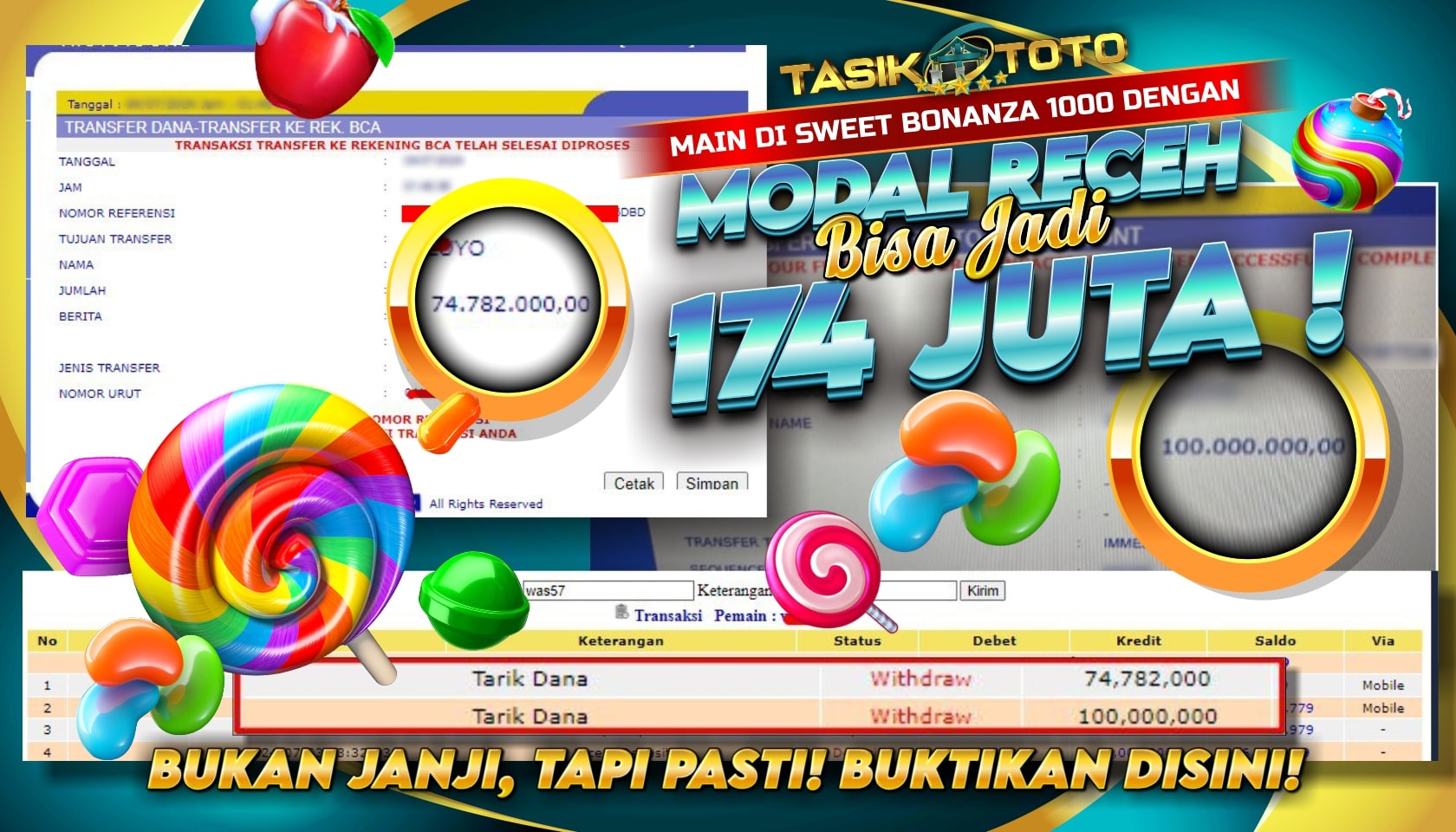 TASIKTOTO JACKPOT SLOT BONANZA X1000  Rp.174.782.000,- DIBAYAR LUNAS